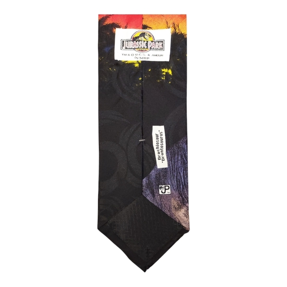 Vintage Jurassic Park Multicolored 100% Silk Novelty Dinosaur Print Tie OS - Picture 9 of 10